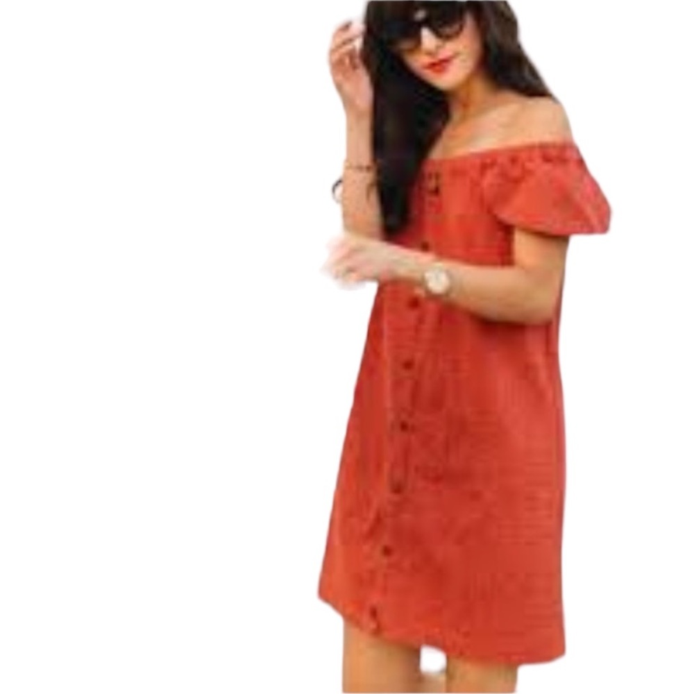 MADEWELL | Casual Off Shoulder Mini Dress size medium - Picture 2 of 8